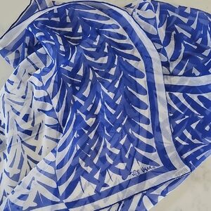 Blue and White Patterned Scarf